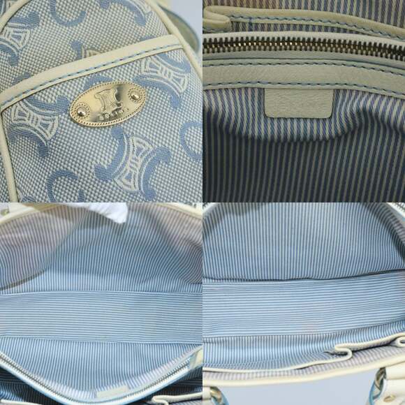 CELINE C Macadam Canvas Hand Bag Light Blue - Picture 11 of 13